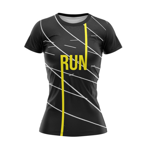 Front damskiej wersji koszulki biegowej RUN