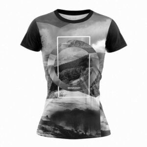 Koszulka damska w góry Smerek Bieszczady kolaz, termoaktywna, oddychajaca, czarna